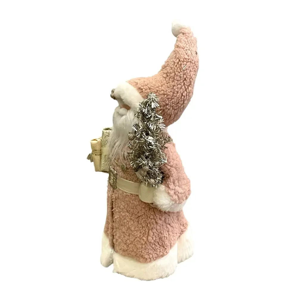 Christmas Santa Figurine 18in Pink Gold and Silver 34th & Pine Holiday Decor New